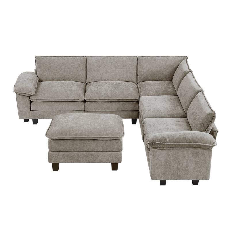 Fremont & Park Terra Chenille 6-Piece Modular Sectional Sofa - Ottoman