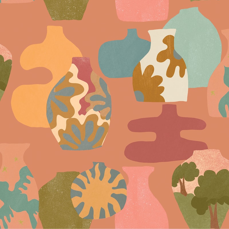 Alja Horvat Terracotta Miracle Vases Peel & Stick Wallpaper
