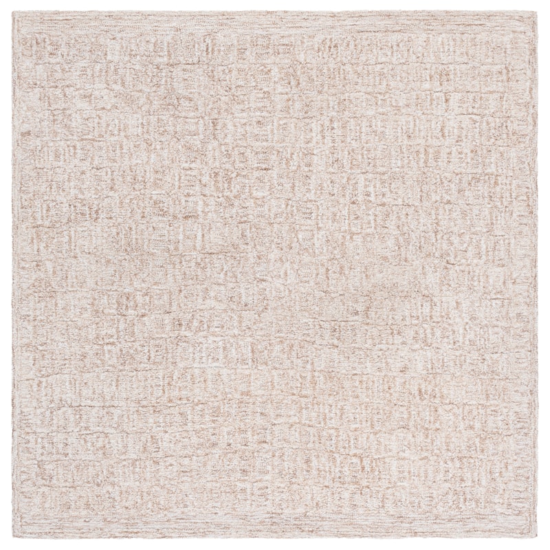 SAFAVIEH Handmade Pine Hamida Modern & Contemporary Wool Rug - 6' Square - Light Brown/Ivory
