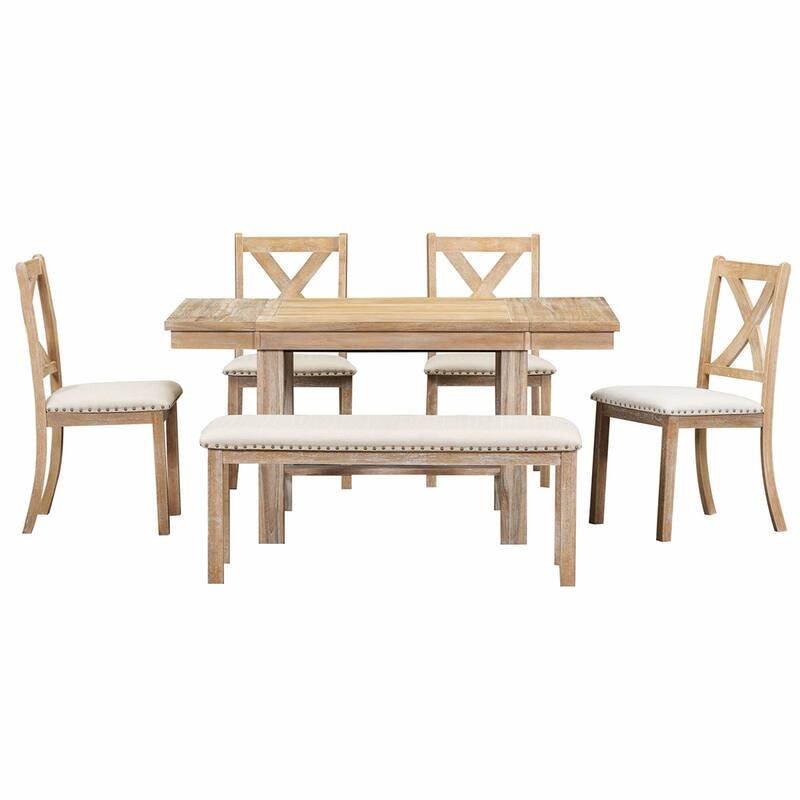 6PCS Extendable Dining Table With Bench