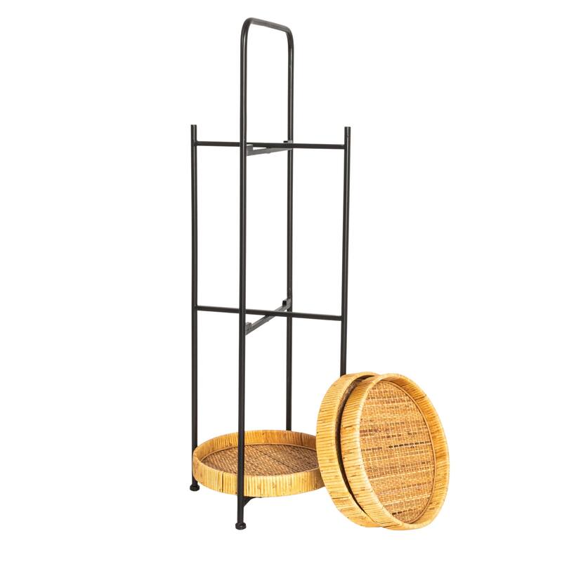 Decorative 3-Tier Rattan Storage Tray