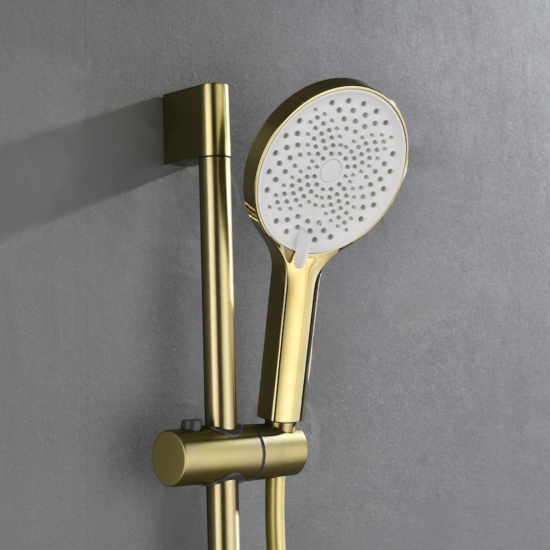 Wall Mount Tub Faucet with Hand Shower Brass Waterfall Tub Filler with Slide Bar Bahttub Faucet with Bidet Sprayer