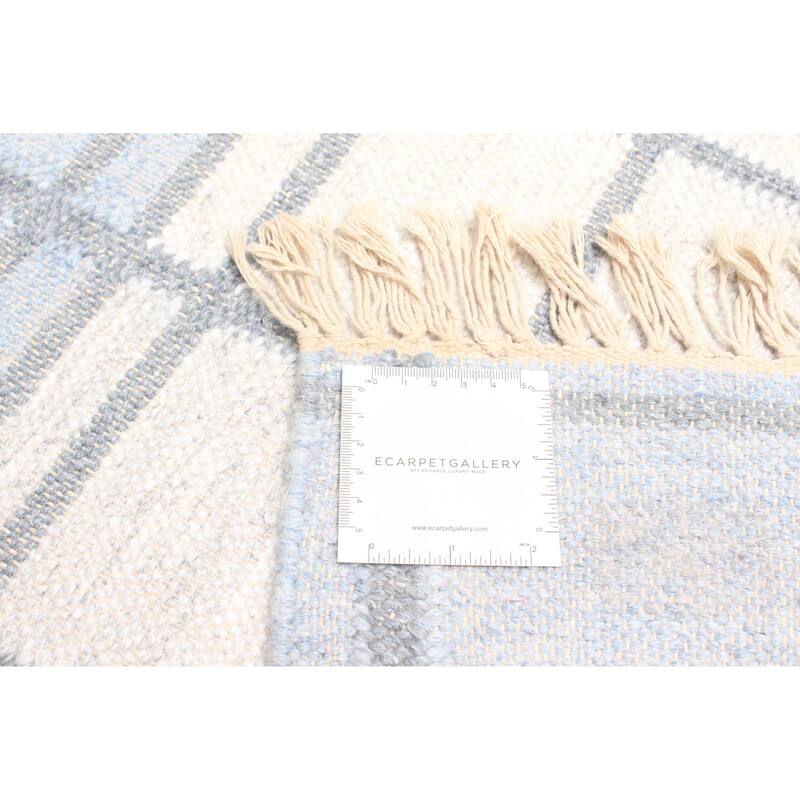 ECARPETGALLERY Flat-Weave Ankara FW Slate Blue Wool Kilim - 5'1 x 7'10