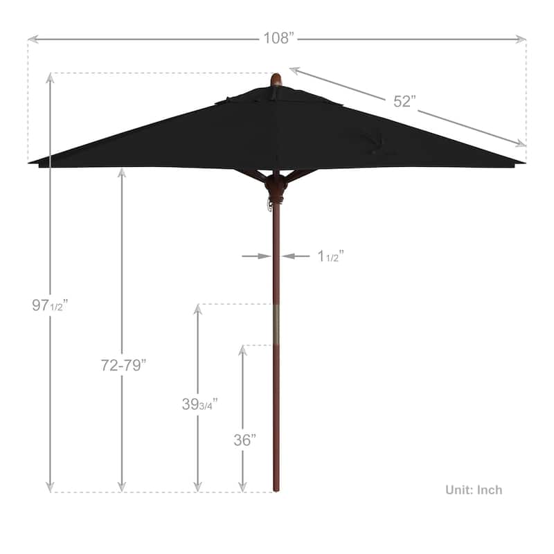 California Umbrella 9ft Marenti Wooden Sunbrella Patio Umbrella with Sunbrella Fabric, Base Not Included