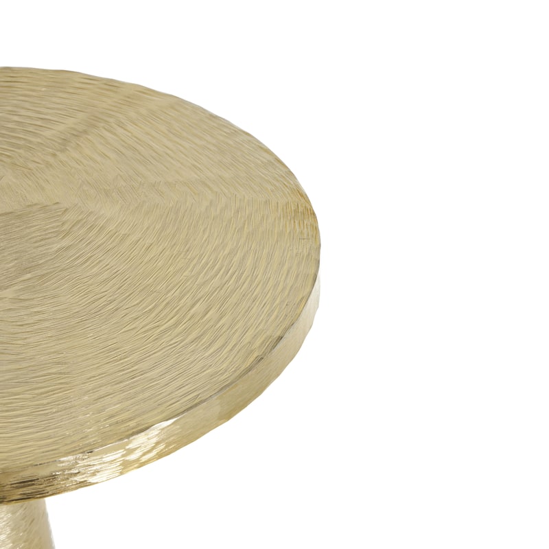 Textured or Ridged Accent Table with Layered Ring Tabletop or Hammered & Cone Shaped Bases - Gold or Silver - Roche River Décor