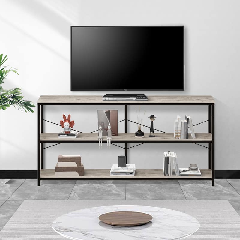 55" Sofa Console Table Narrow Long Console Entryway Table with Storage Shelf TV Stand