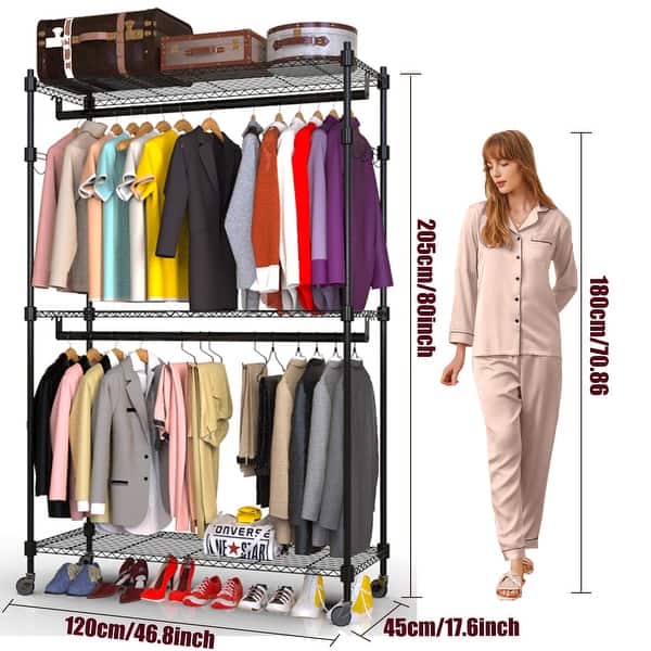 Clothes Rack Heavy Duty Clothing Rack With Wheels Load 620lbs