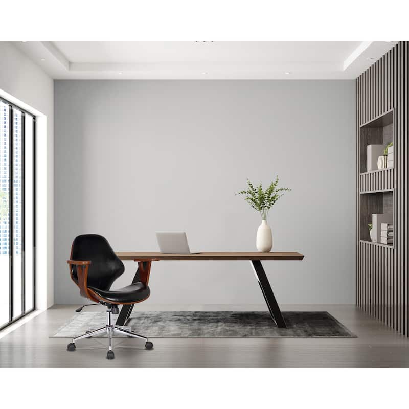 Lillian Faux Leather Mid-Century Office Chair with Chrome Base