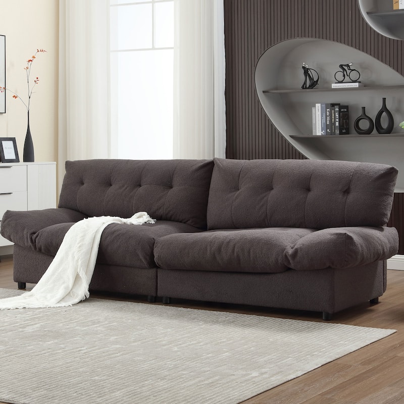 96-In Cloud Style Modular Sofa,Teddy Fabric Sofa Couches for Living Room