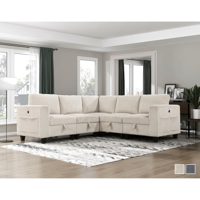 Kenlis 5-Piece Modular Sectional Sofa with Storage
