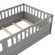 preview thumbnail 12 of 35, Twin Size Wooden Floor Bed, Integral Construction with High Security Barrier, Door, Support Slats for Kids' Play and Sleep, Grey