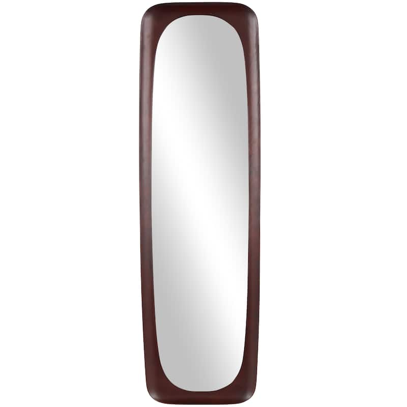 Wood Varnished Oval Wall Mirror - Dark Brown or Brown - Roche River Decor - Dark Brown