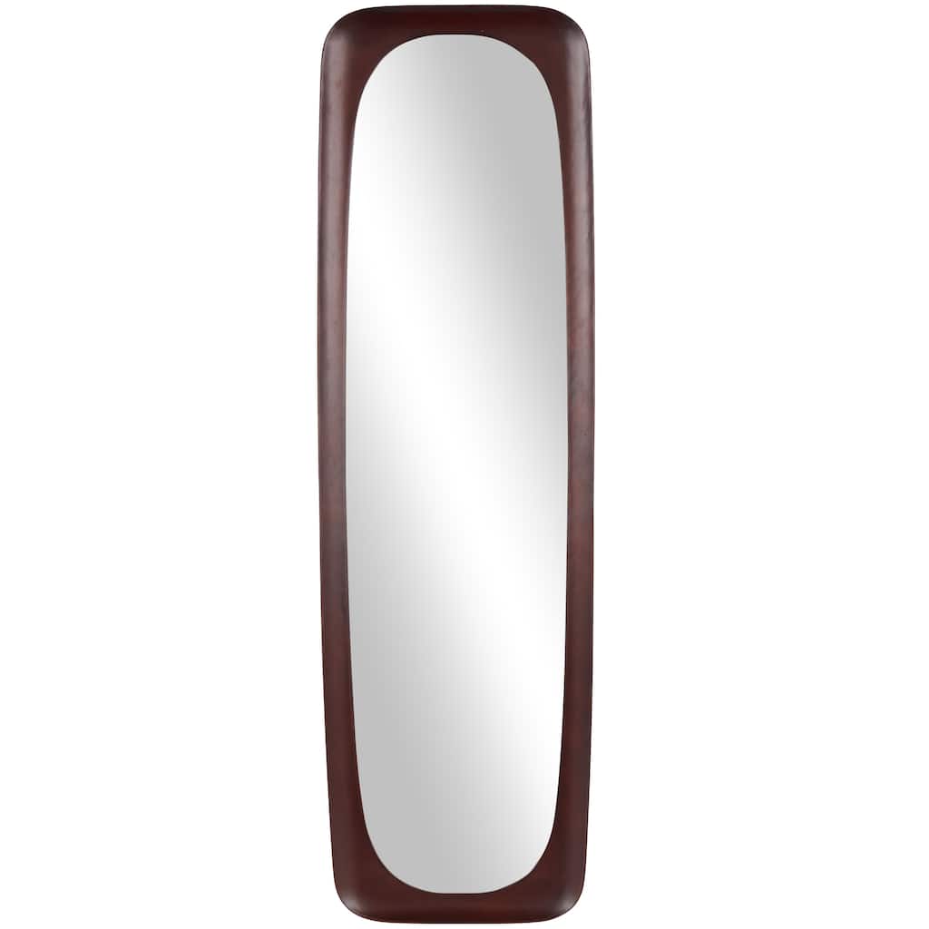 Wood Varnished Oval Wall Mirror - Dark Brown or Brown - Roche River Decor