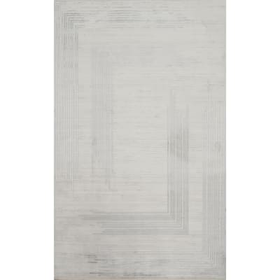 Machine Made Oriental Polyester Carpet Modern Geometric Beige & Ivories Modern Area Rug - 7' 9'' X 5' 2''