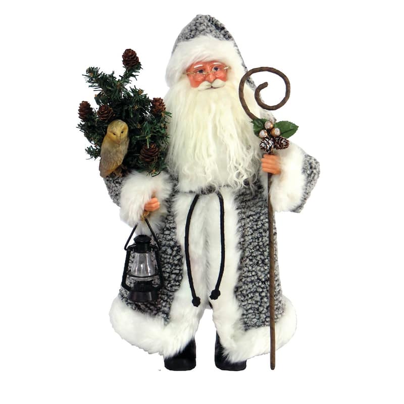 15" Santa and Owl - Gray