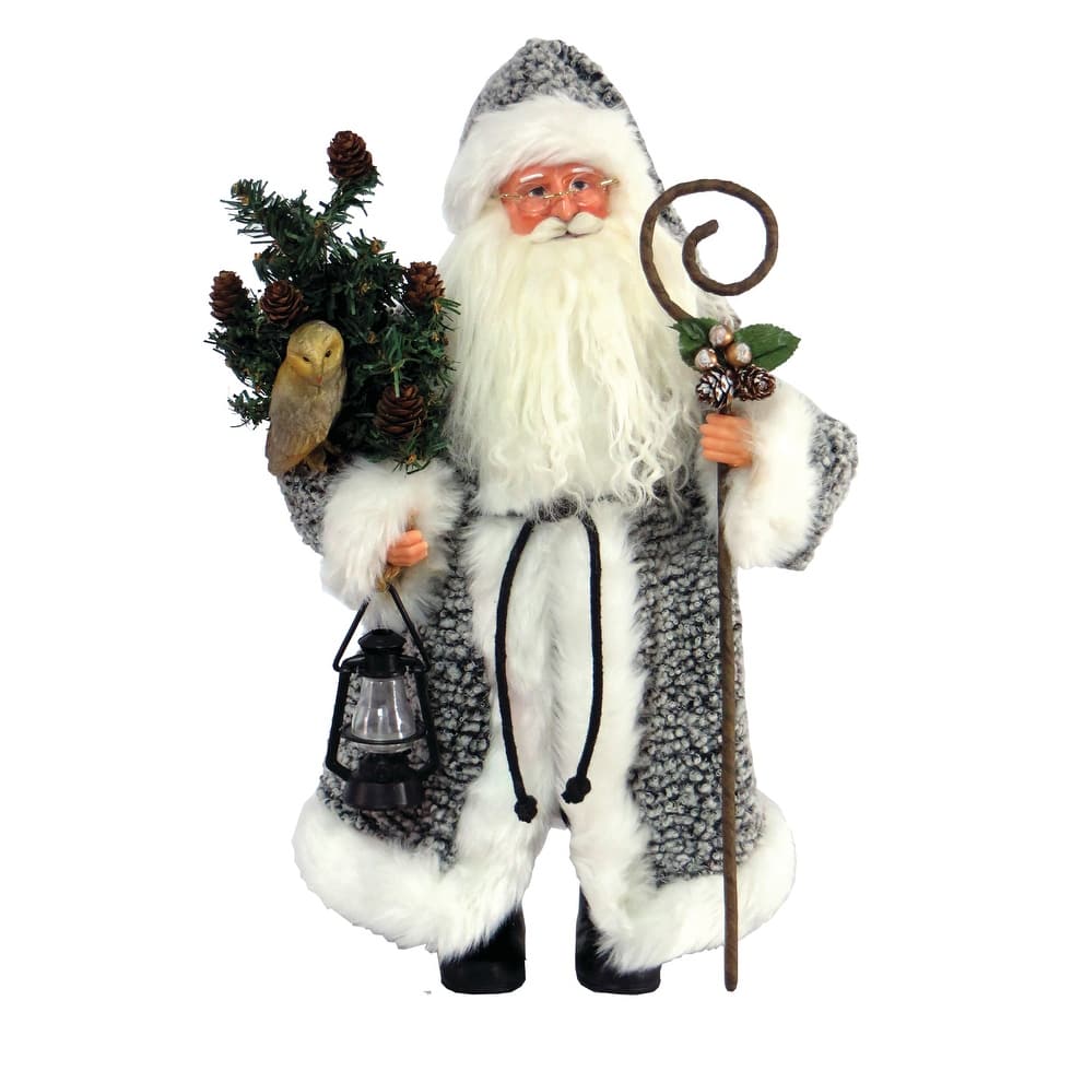 15" Santa and Owl - Gray