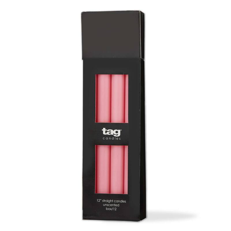 Color Studio 12" Straight Taper Unscented Smokeless Paraffin Wax Candle Pink Burn Time 12 hrs. Sold In Units of 1