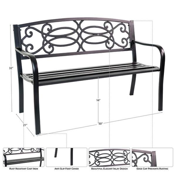 Patio Premier Marion Metal Park Bench - Black