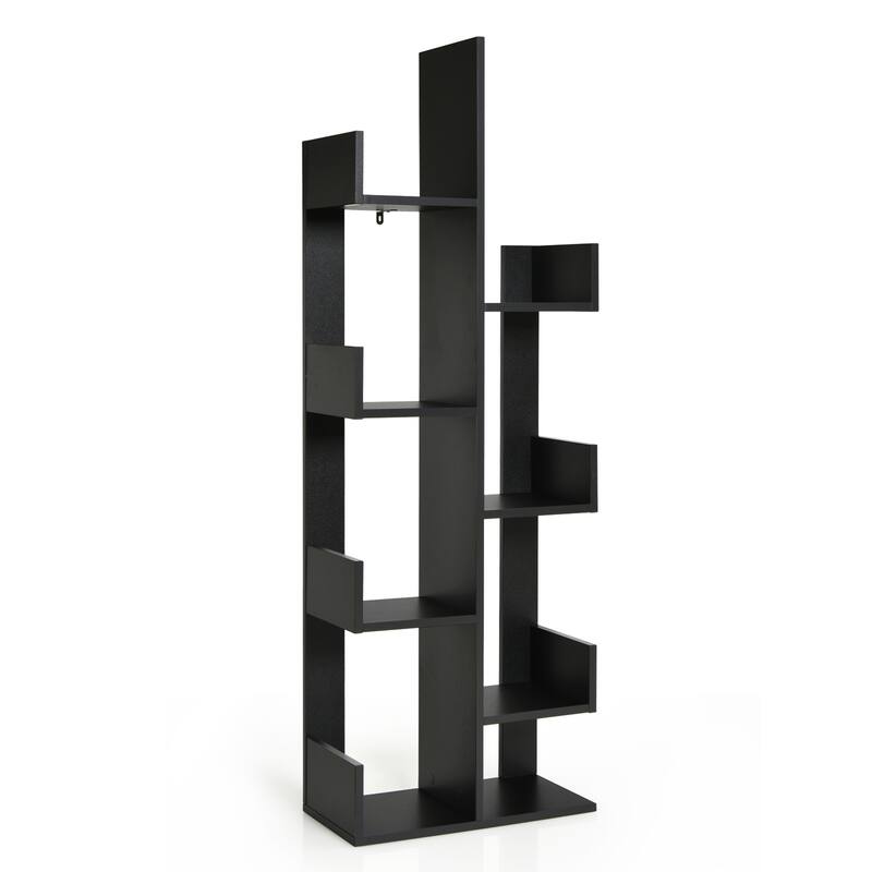 Gymax 8-Shelf Bookcase Modern Tree Bookshelf Storage Decor - 20''x 10'' x 57''