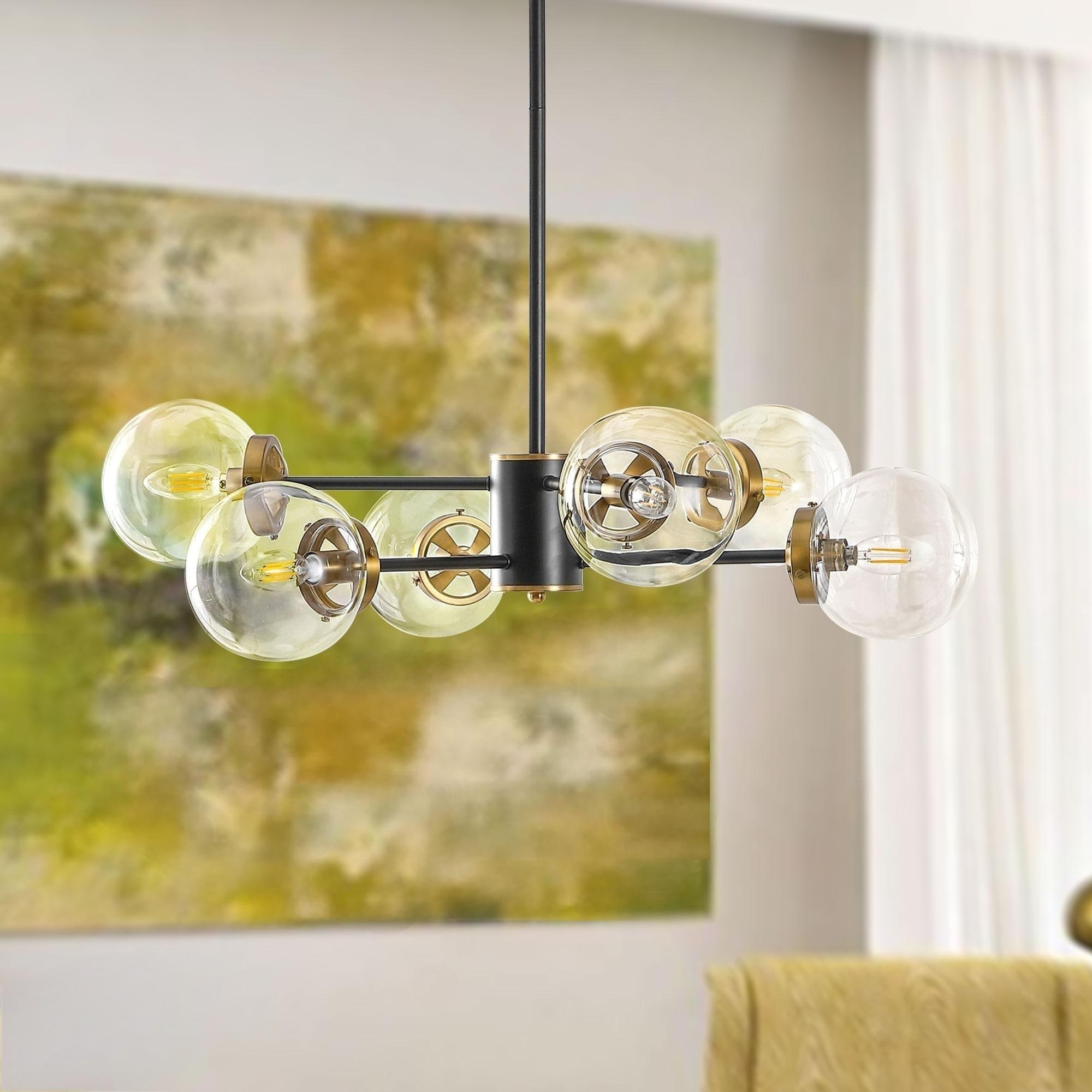 GetLedel 6-Light Modern Sputnik Chandelier with Glass Globe Shades