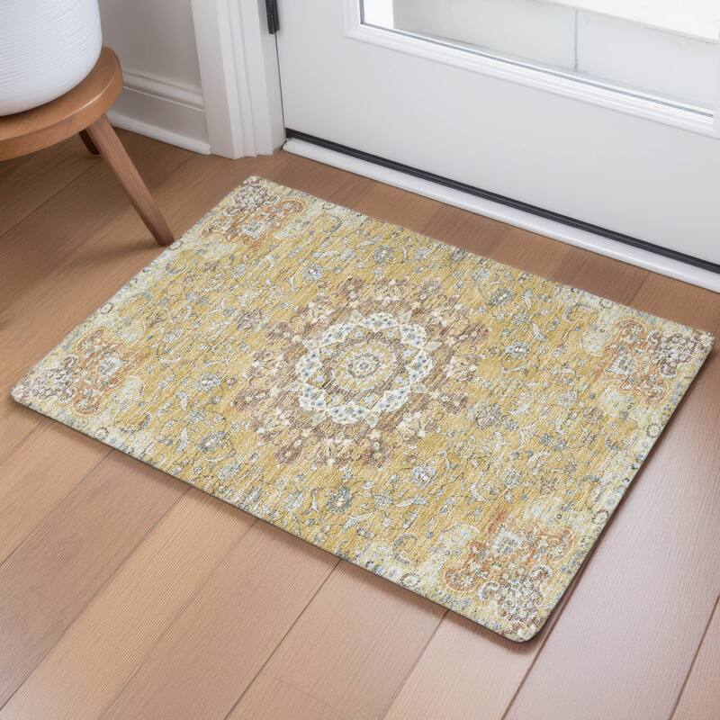 Machine Washable Indoor/ Outdoor Traditional Awaka Chantille Rug