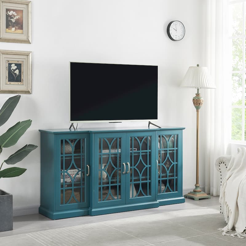 Vintage Storage Buffet Cabinet TV Cupboard Console Table for Dining Living Room - Teal Blue