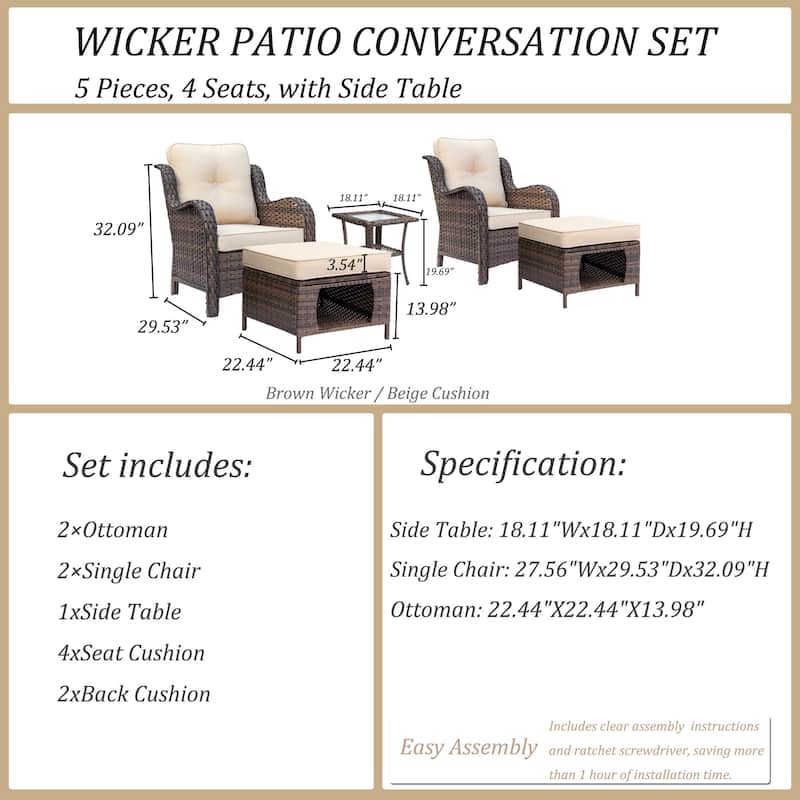 Outdoor Patio Furniture Set-Rattan Outdoor Furniture Set with Cushion