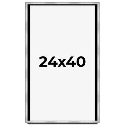24x40 Shadow Box Frame Silver | 1.375 Inches Deep Real Wood