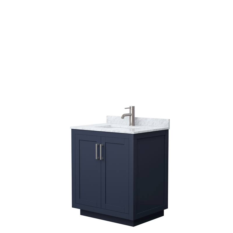 Miranda Single Vanity Set, White Carrara Marble Top, No Mirror
