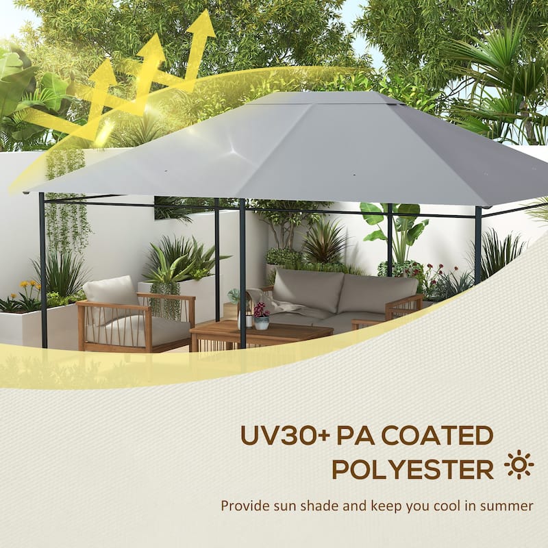 10' x 13' Gazebo Canopy Replacement, Outdoor Gazebo Cover Top Roof Replacement with Vents and Drain Holes, TOP COVER ONLY