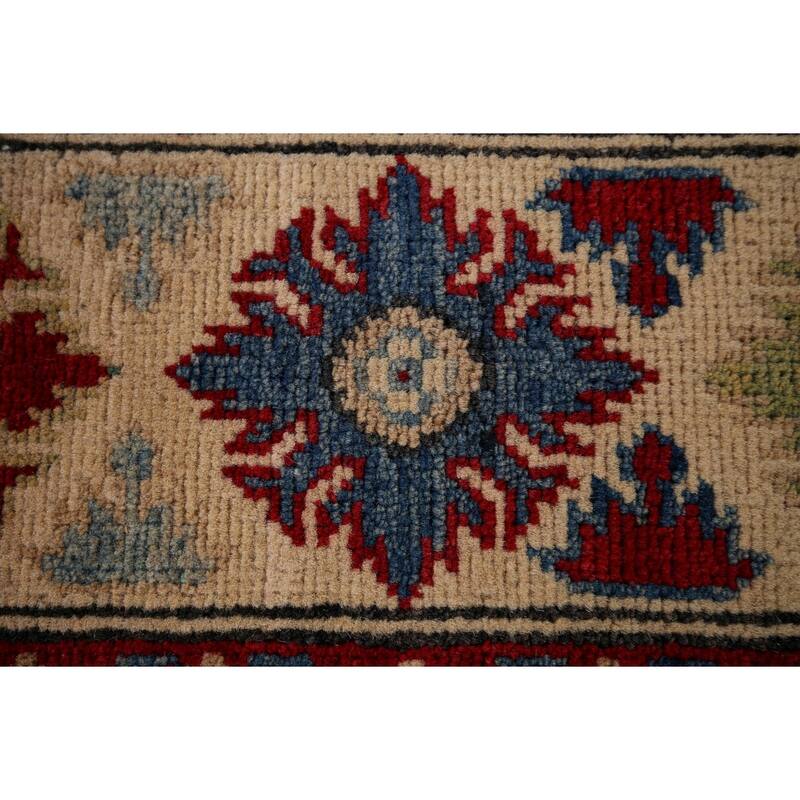 Blue Kazak Accent Rug Hand-Knotted Wool Carpet - 3'10" x 6'3"