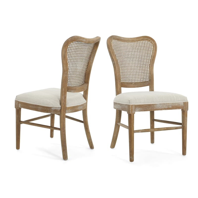 Wooden Dining Chairs Set of 2, Retro Rattan Chairs, Comfy Accent Armchairs for Living Room, Kitchen, Dining Room