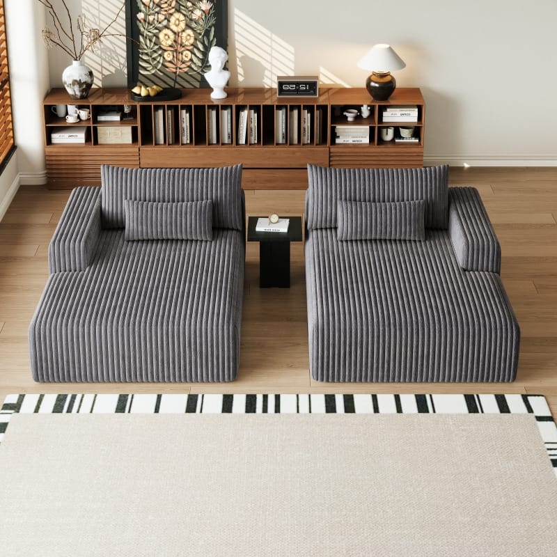 Roomfitters 102" Modern Sectional Lounge Chaise, Cloud Plush Loveseat Sleeper Sofa Bed, No Assembly Recliner Couch