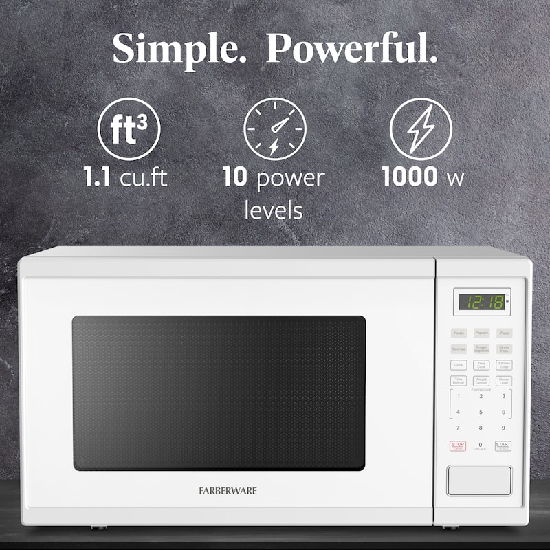 1.1 Cu. Ft. 1000-Watt Digital Microwave Oven, Black