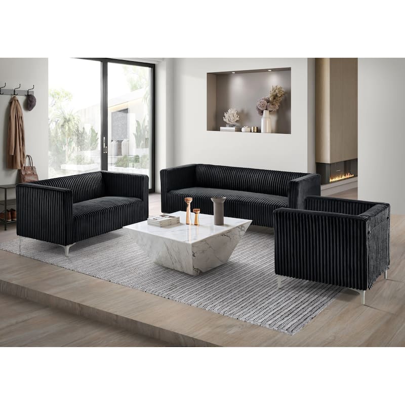Clayfell Gavin Velvet Square Arm Chair/ Loveseat/ Sofa