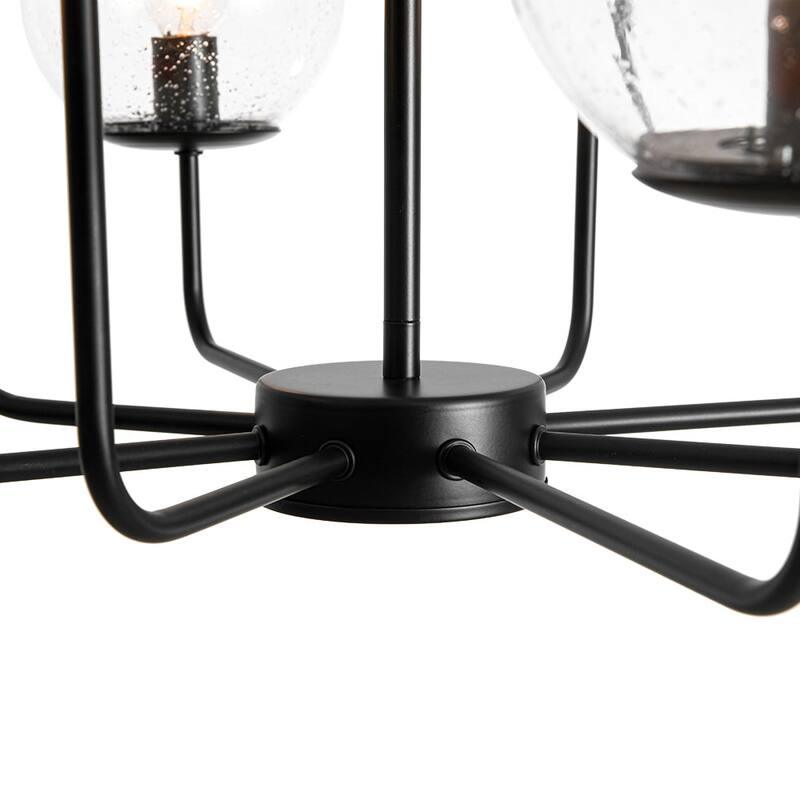 Modern 2-Tier Seeded Glass Globe Bubble Round Chandelier 27in Width