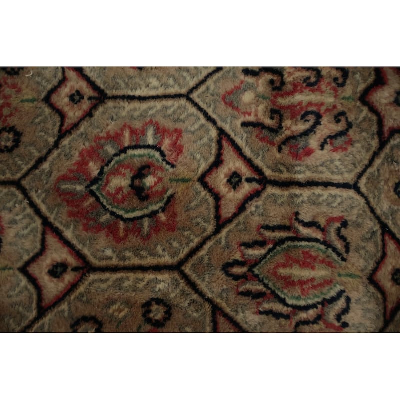Hand Knotted Oriental 100% Wool Carpet Traditional Geometric Brown Agra Area Rug - 9' 8'' X 6' 8''