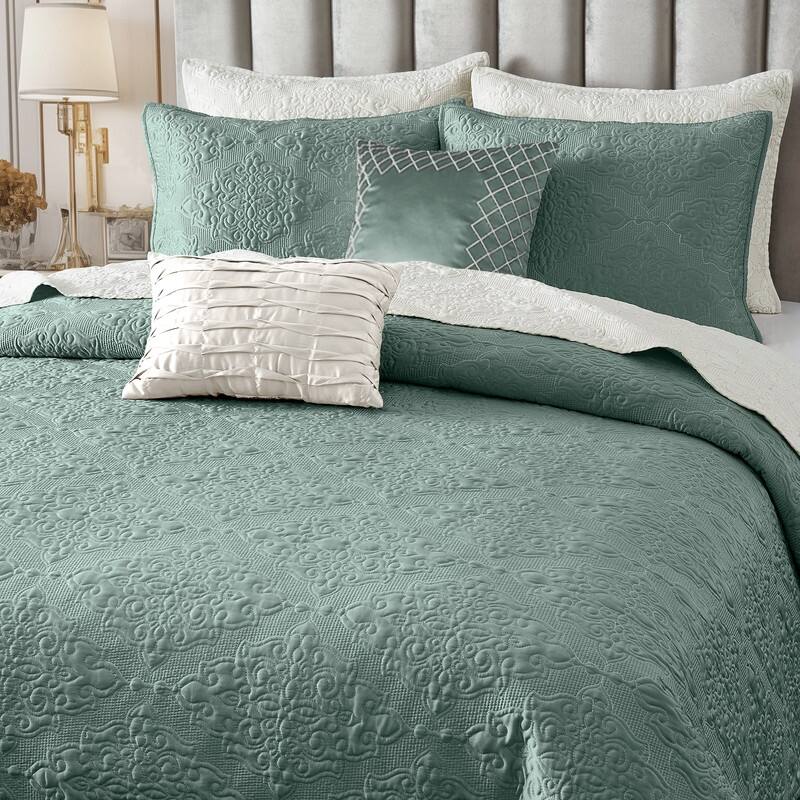 Wonderful Satin Quilt Set Cooling 5-Piece Bedding Set for Summer