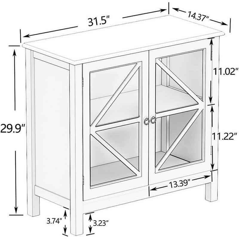 Sideboard Cabinet Display Buffet Storage Cabinet with Double Framed Glass Doors Entry Cabinet for Home Kitchen