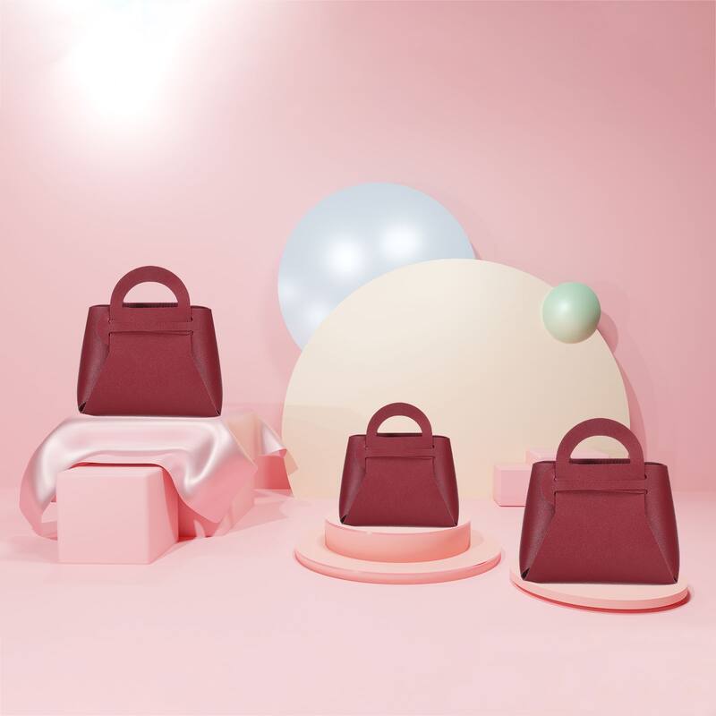 10Pcs PU Leather Gift Boxes with Handles, Wedding Candy Bags