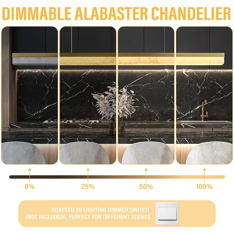 KAYLA Alabaster Pendant Light 1200 - 1800 Matte Black/Gold