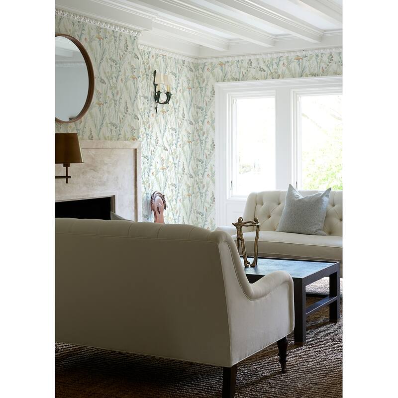 Botanical Gloucester Hillaire Wheat Meadow 33 ft L X 20.5 in W Wallpaper.