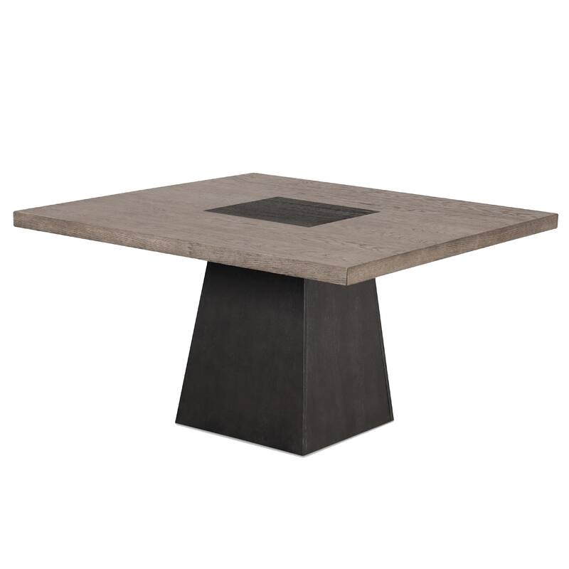 Ager Dining Table, 54 Inch Top in Oak and Walnut Brown, Pedestal Base - Oak Brown, Walnut Brown