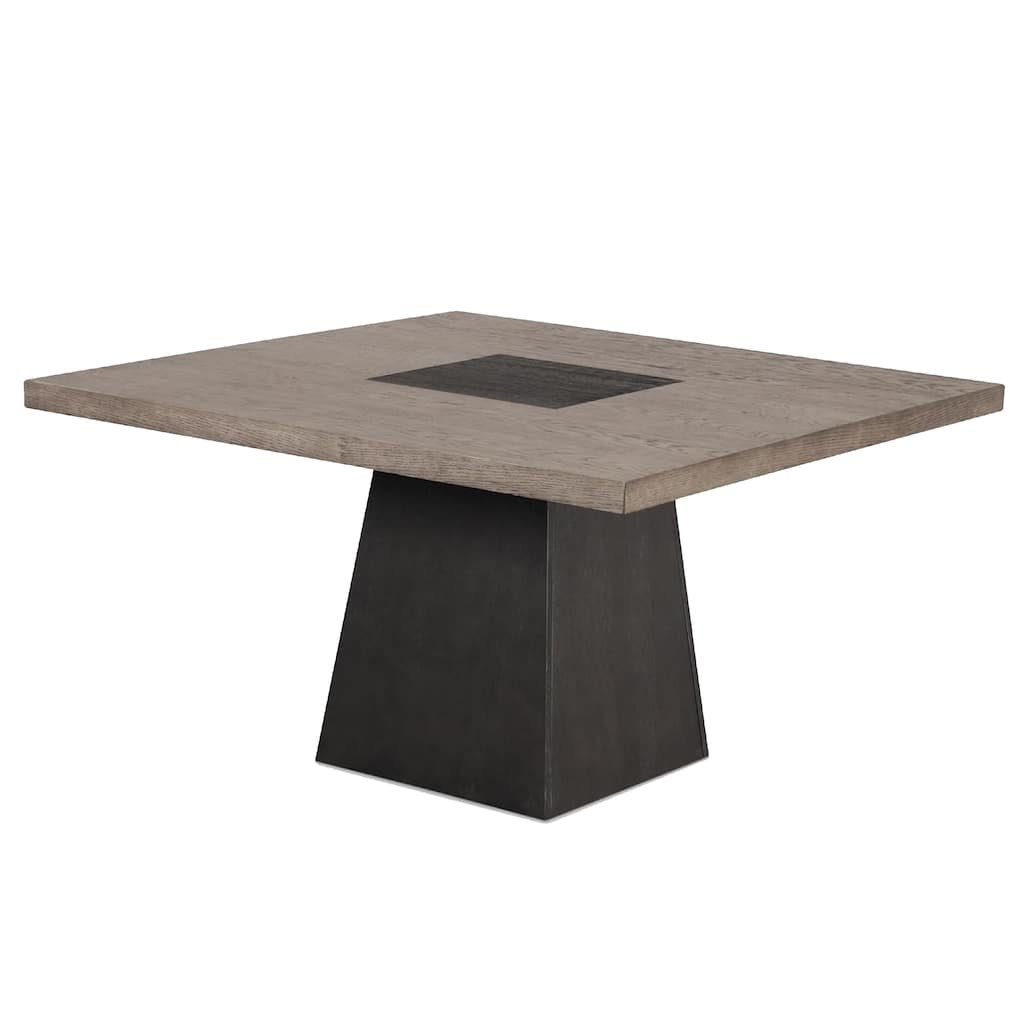 Ager Dining Table, 54 Inch Top in Oak and Walnut Brown, Pedestal Base - Oak Brown, Walnut Brown