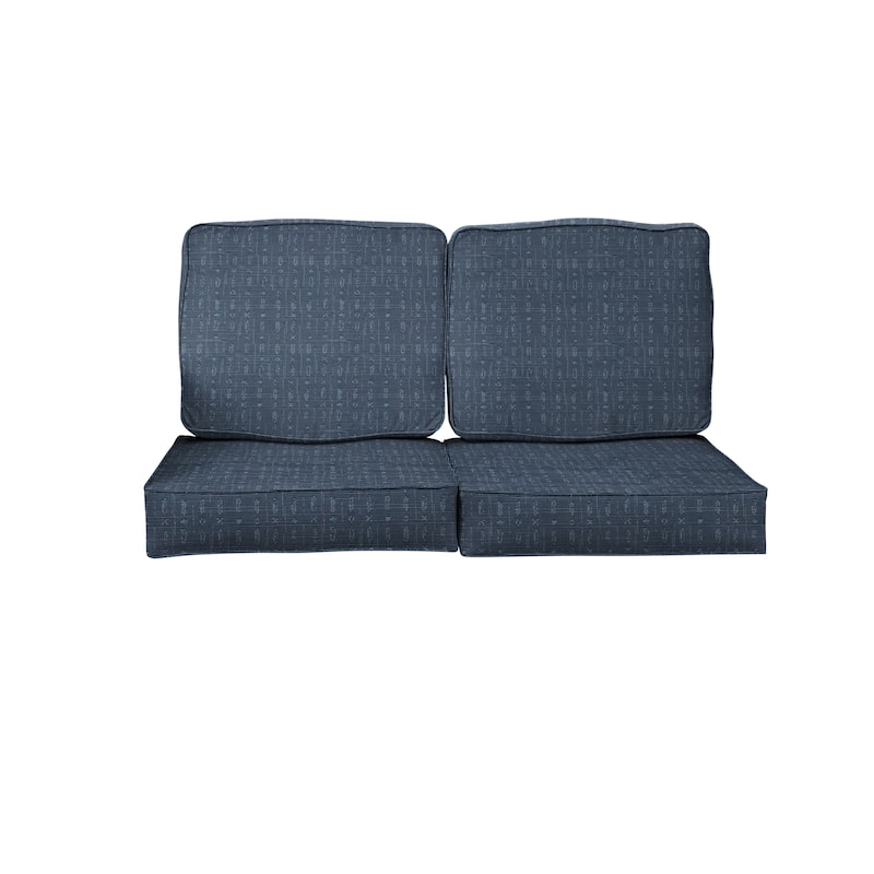 Sorra Home Sunbrella Textured Indigo Indoor/Outdoor Loveseat Cushion Set