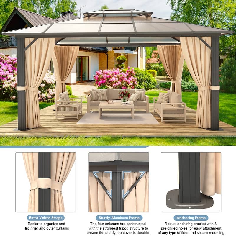 10×12FT Double layer Gazebo Outdoor Double Roof