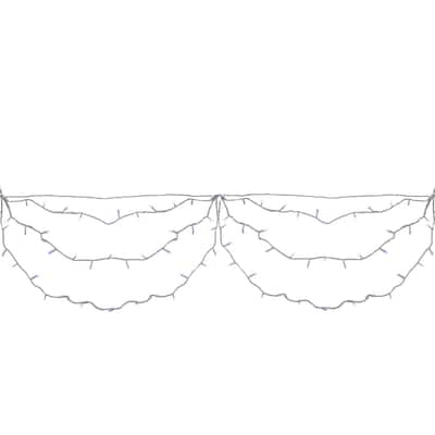 150 Blue and White LED Swag Christmas Lights - 7.5 ft White Wire - 7.5'