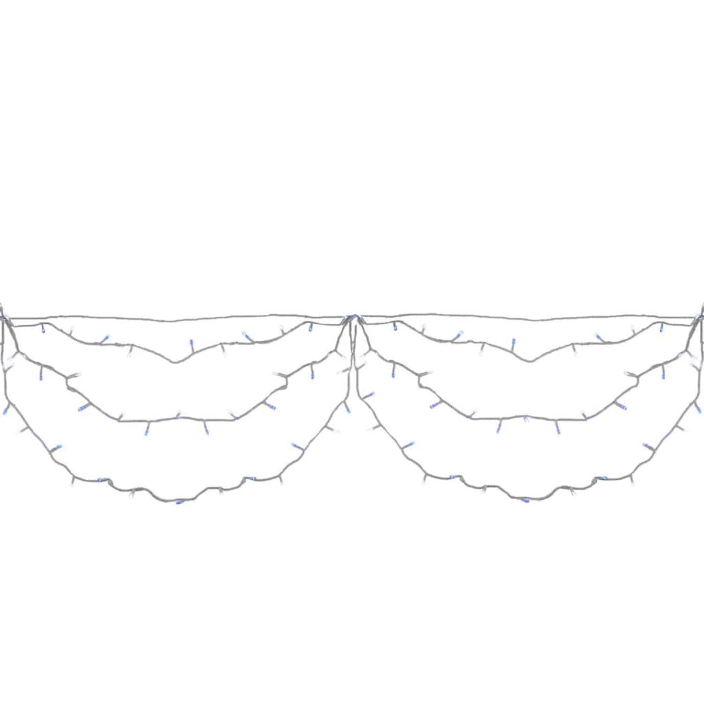 150 Blue and White LED Swag Christmas Lights - 7.5 ft White Wire - 7.5'