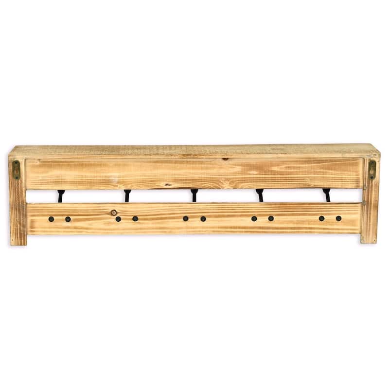 Multicolored Wood Farmstyle Coat Rack with Shelf - W: 31.5" x D: 8" x H: 5"