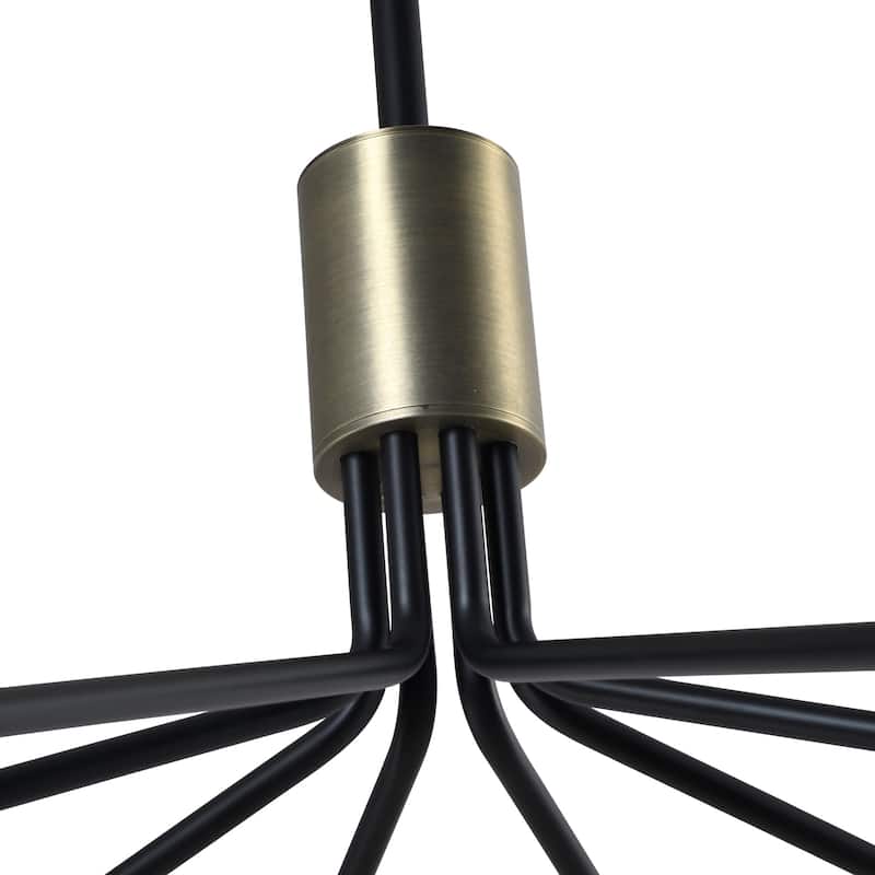 Artcraft Crema 8-Light Chandelier 34" - Black with Brushed Brass Accent